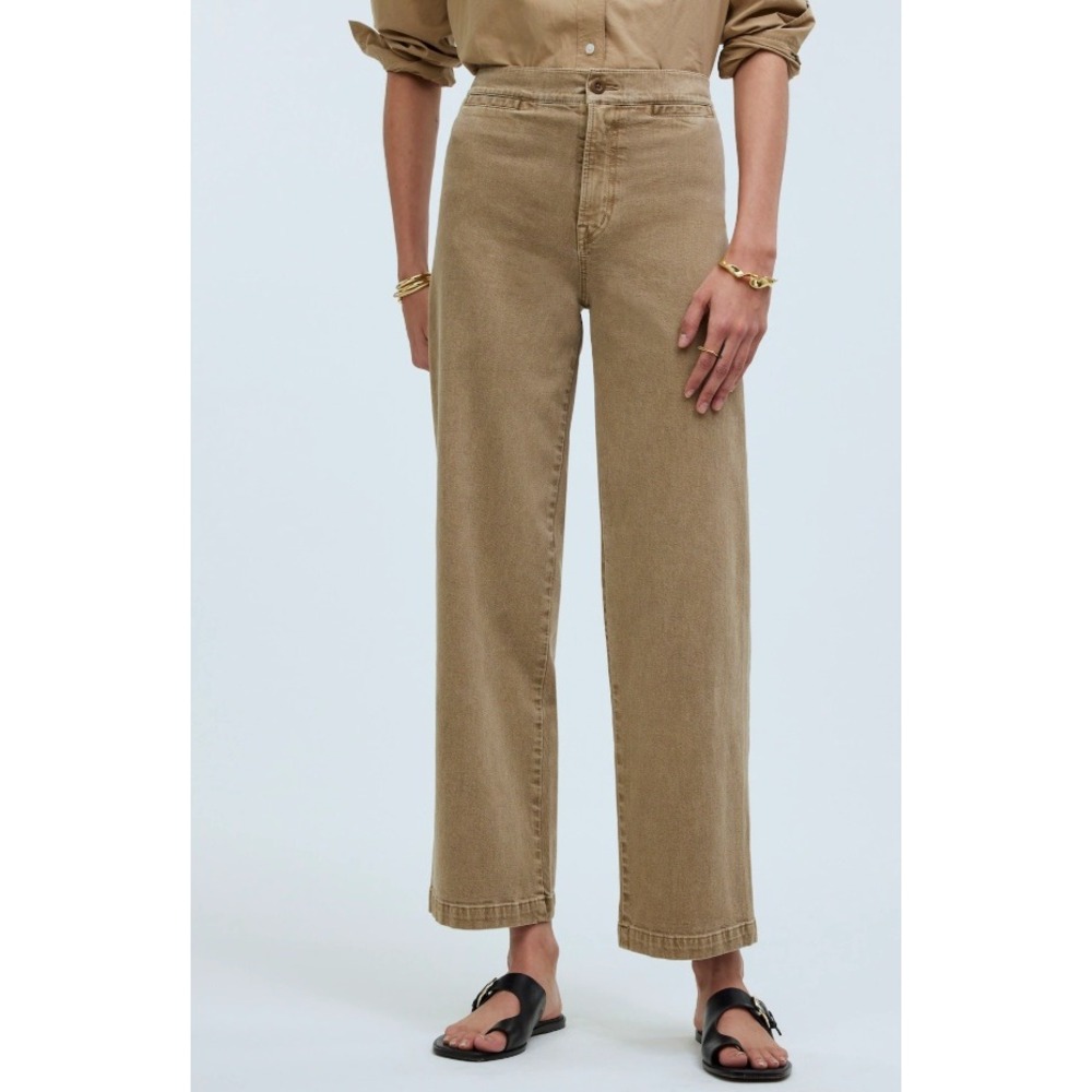 Madewell Emmett‎ Wide-Leg Crop Pants Women Size Petite 28 Tan Khaki High Rise - Picture 1 of 11